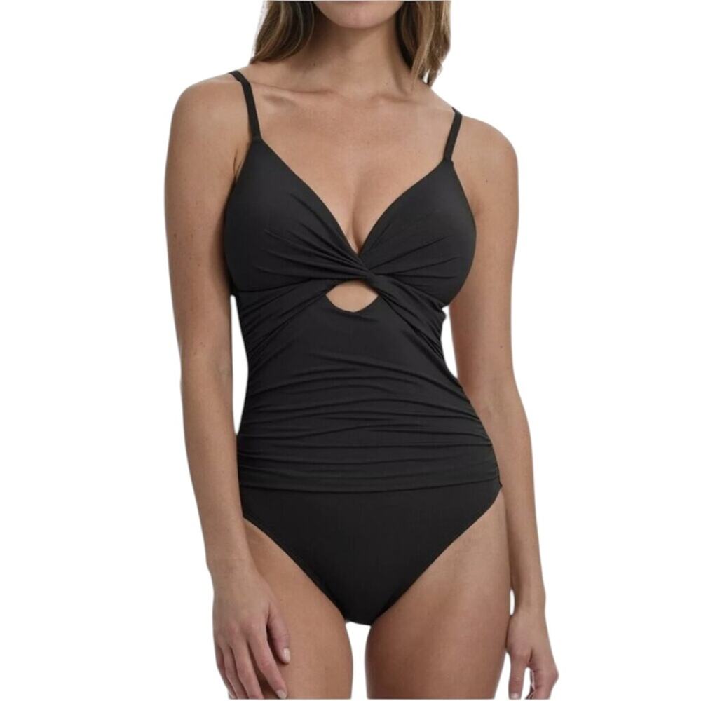 NWOT La Blanca Twist-Front Keyhole One Piece Black Swimsuit – Sz 4